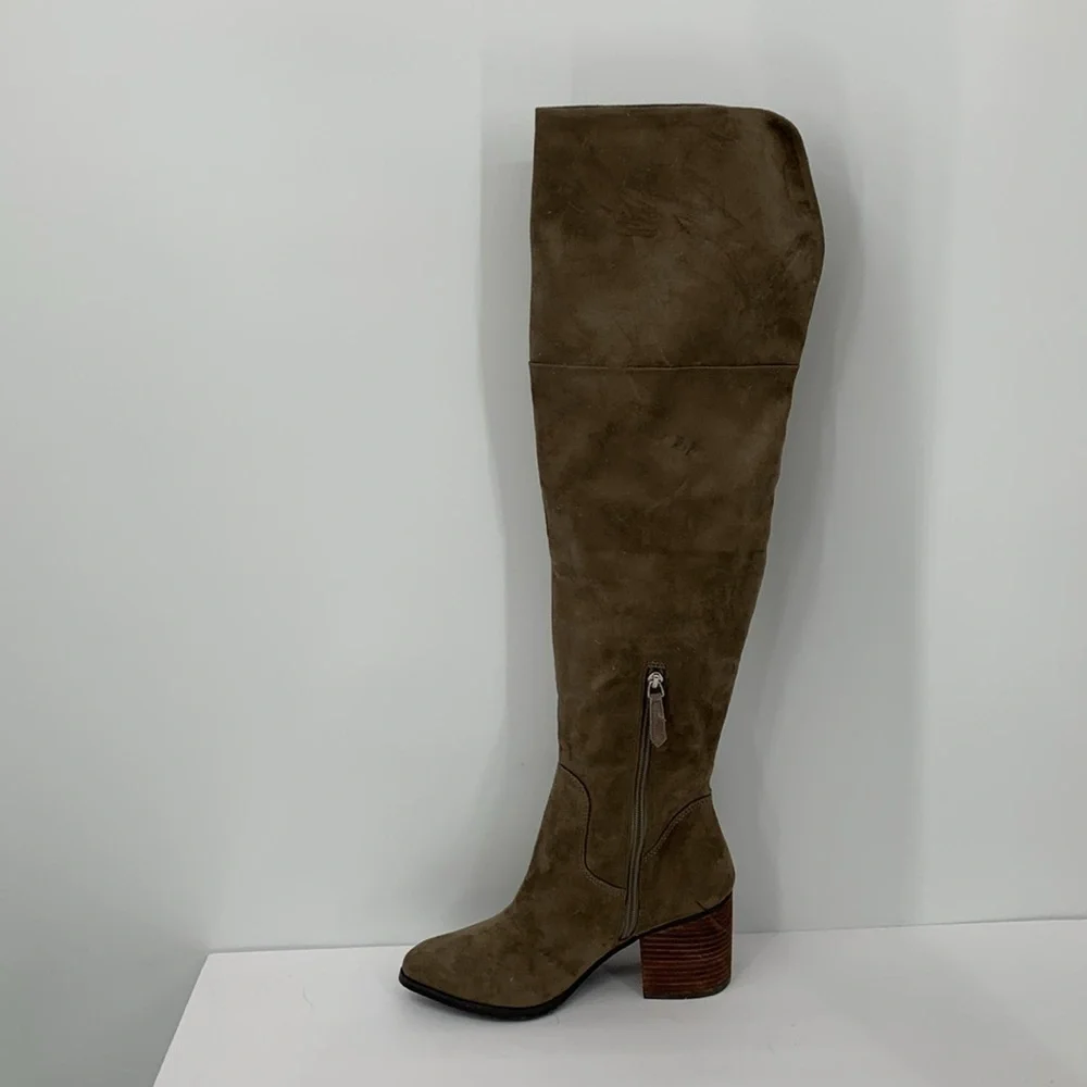 BP Nordstrom Luke Over the Knee OTK boots shoe heel olive green brown tall tan 8